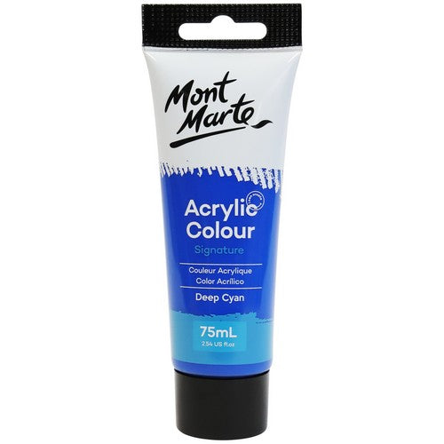 Mont Marte Signature Acrylic Paint - Deep Cyan 75ml 1 Piece Default Title