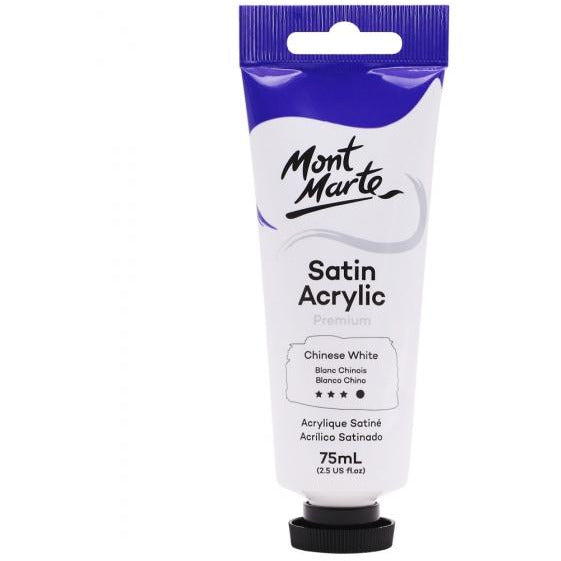 Mont Marte Satin Acrylic Paint Chinese White 75ml - Dollars and Sense