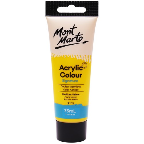 Mont Marte Signature Acrylic Paint - Medium Yellow 75ml 1 Piece Default Title