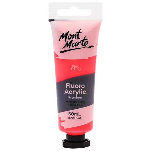 Mont Marte Premium Fluro Acrylic Paint - Pink 50ml 1 Piece Default Title