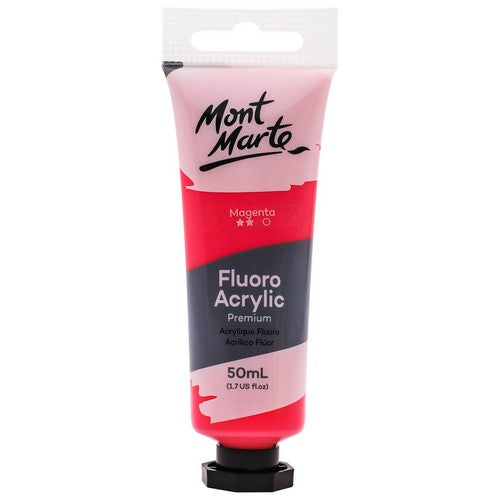 Mont Marte Premium Fluro Acrylic Paint - Magenta 50ml 1 Piece Default Title