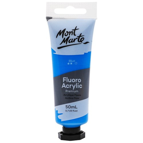 Mont Marte Premium Fluro Acrylic Paint - Blue 50ml 1 Piece Default Title