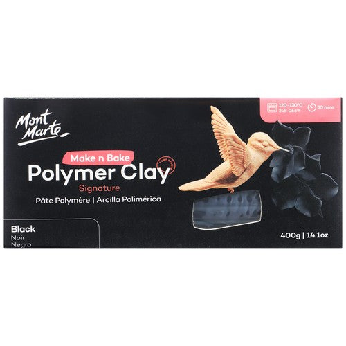 Mont Marte Signature Make n Bake Polymer Clay - Black 400g 1 Piece Default Title