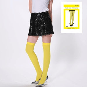 Thigh High Stockings Yellow - 1 Pair - Dollars and Sense