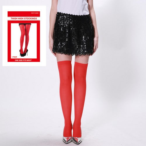 Thigh High Stockings Red - 1 Pair - Dollars and Sense