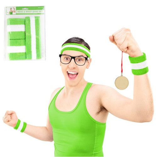 Headband and Wristband Green - 2 Pack 1 Piece - Dollars and Sense