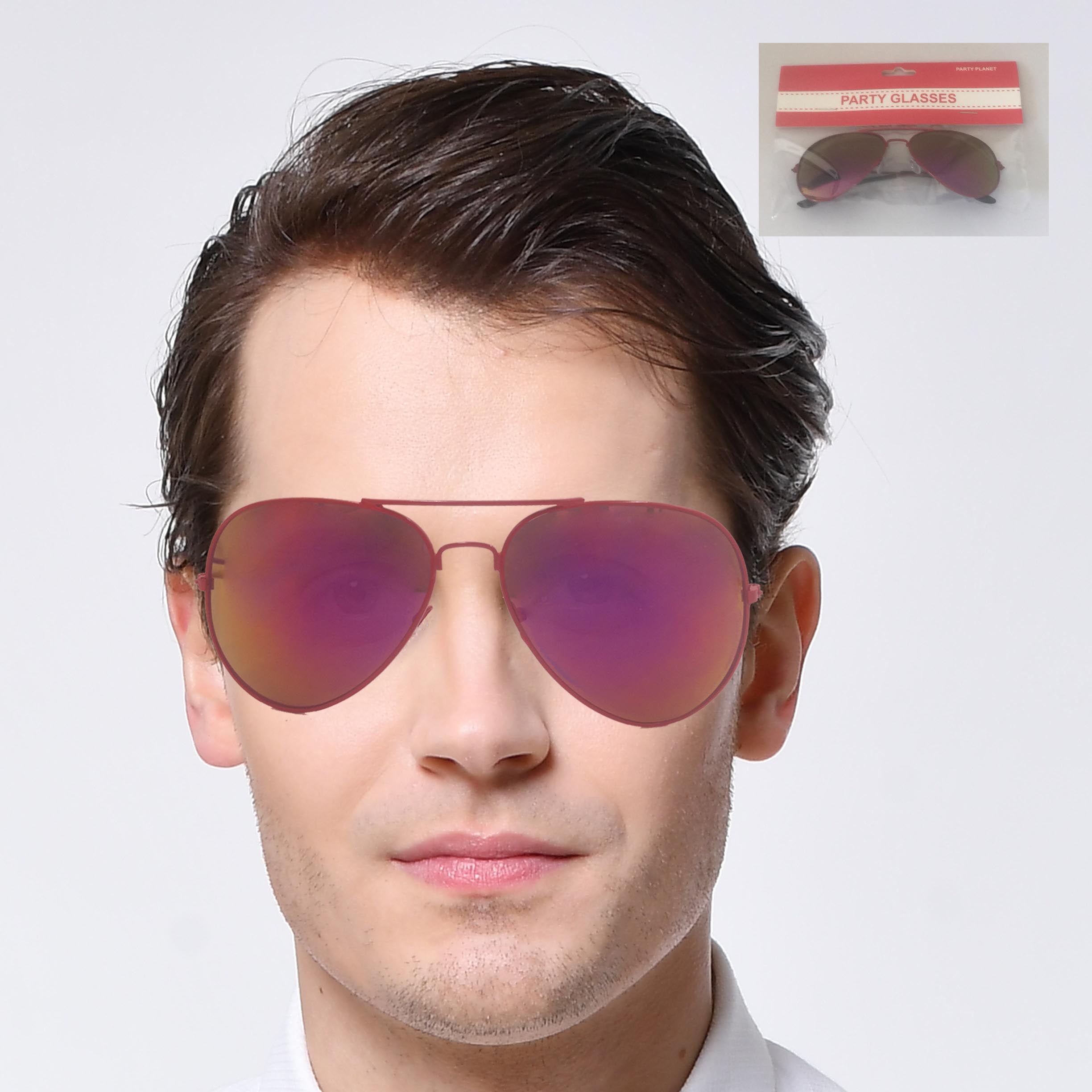 Aviator Glasses Red - 1 Pair - Dollars and Sense