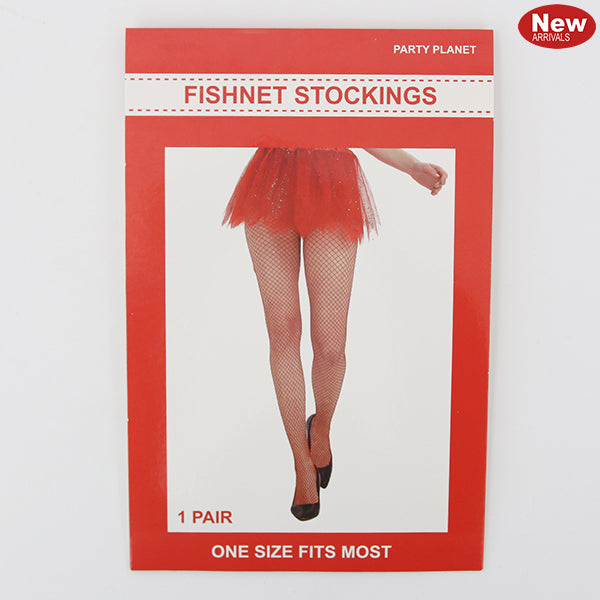 Fishnet Stockings Red - 1 Pair - Dollars and Sense