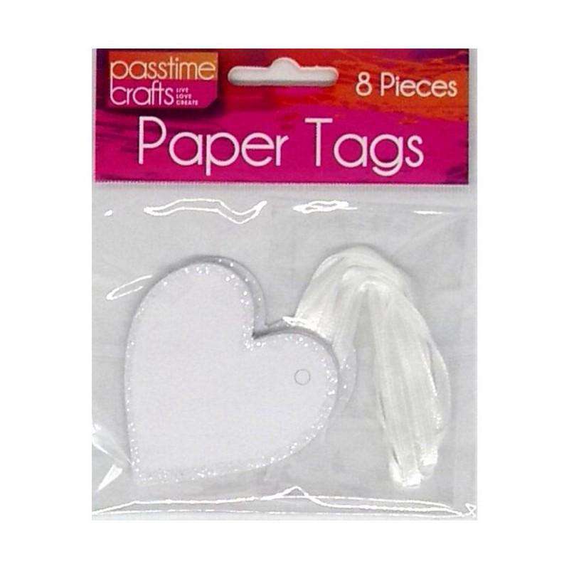 Paper Hearts or Rectangular Tags with Ribbon 8Pk - Dollars and Sense