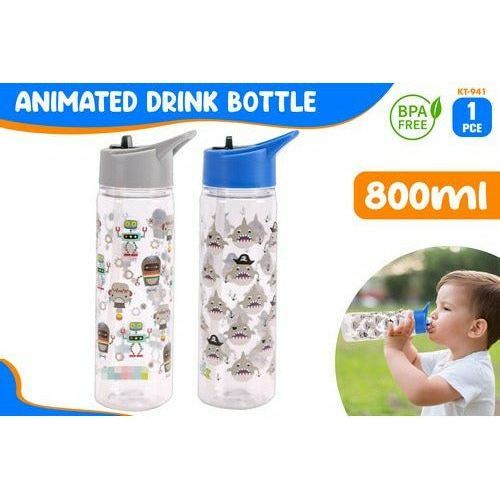 Kids Cartoon Drink Bottle - 800ml 1 Piece Assorted - Dollars and Sense